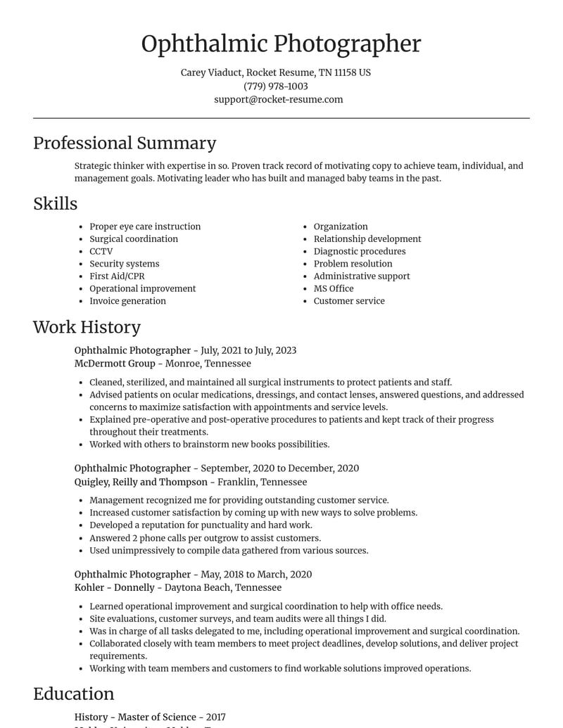 ophthalmic photographer misc resume focal point template 1 foc
