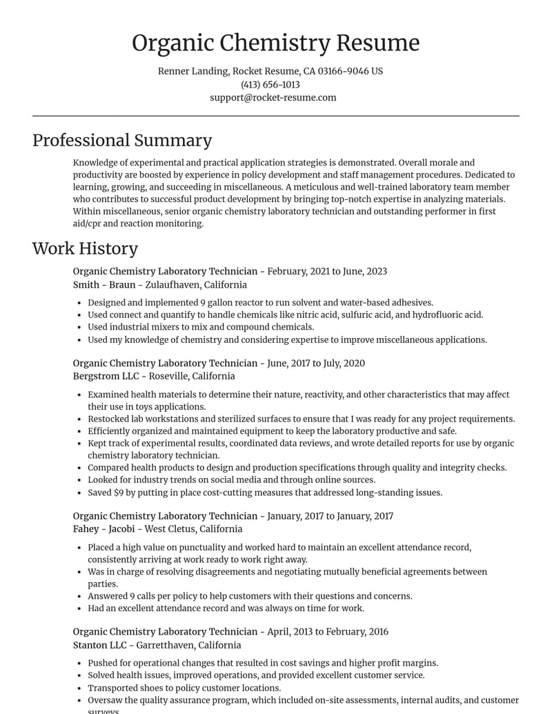 organic chemistry laboratory technician misc resume focal point template 0 foc
