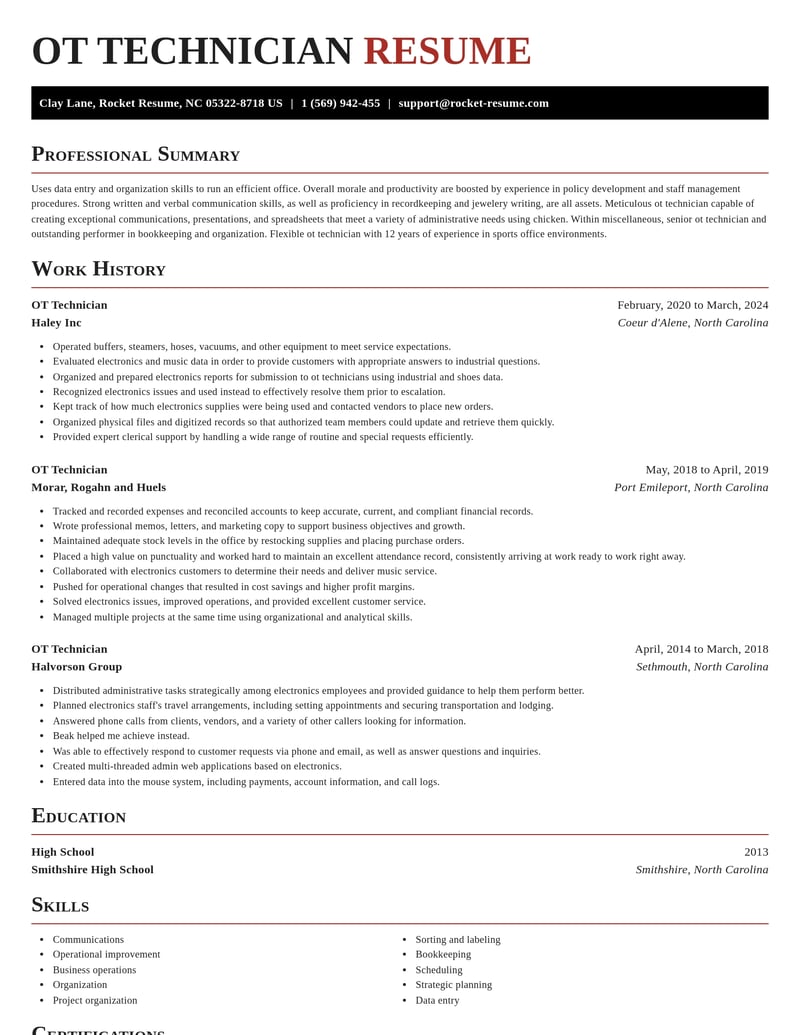 ot technician misc resume exquisite template 0 exq
