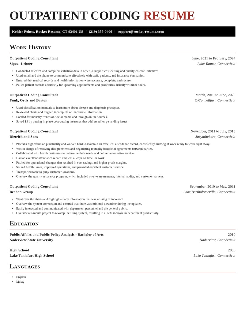 outpatient coding consultant misc resume exquisite template 2 exq