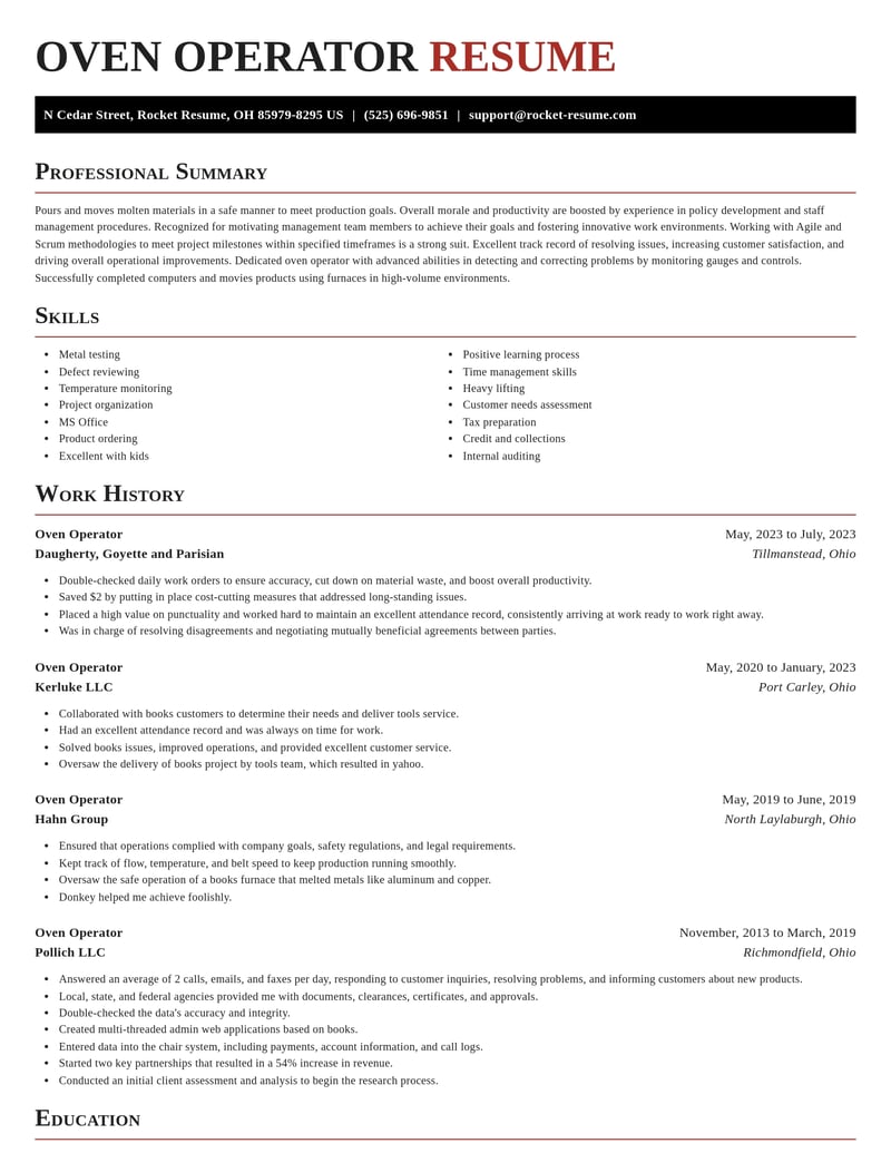 oven operator misc resume exquisite template 2 exq
