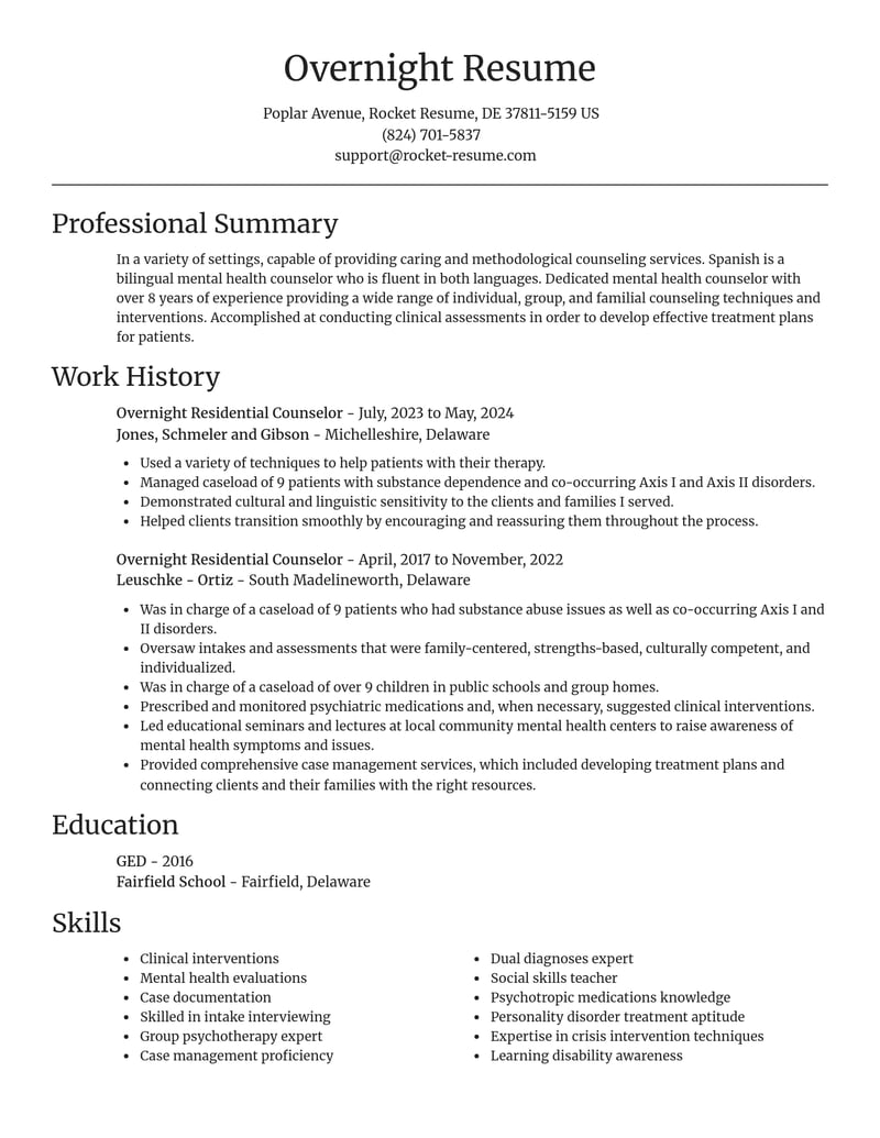 overnight residential counselor misc resume focal point template 0 foc