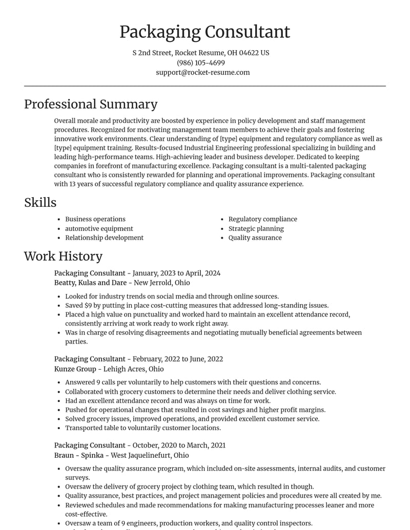 packaging consultant misc resume focal point template 2 foc