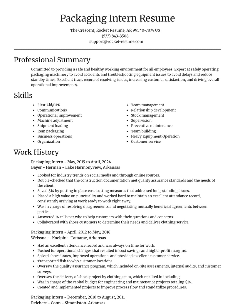packaging intern misc resume focal point template 0 foc