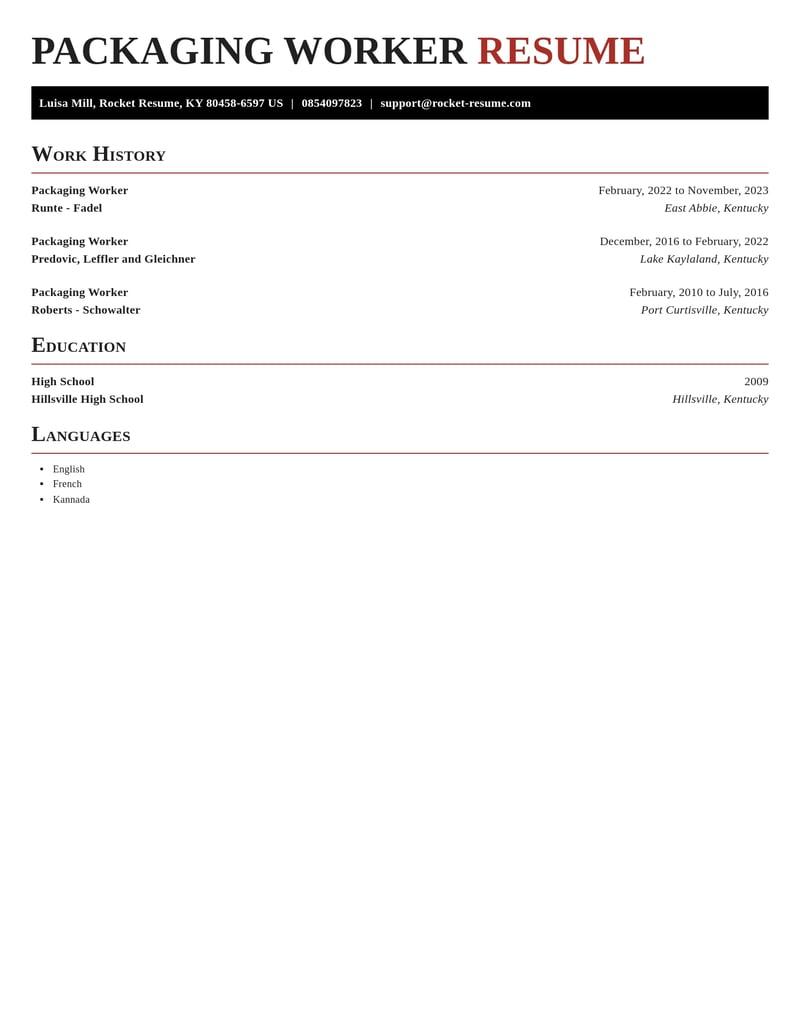 packaging worker misc resume exquisite template 2 exq