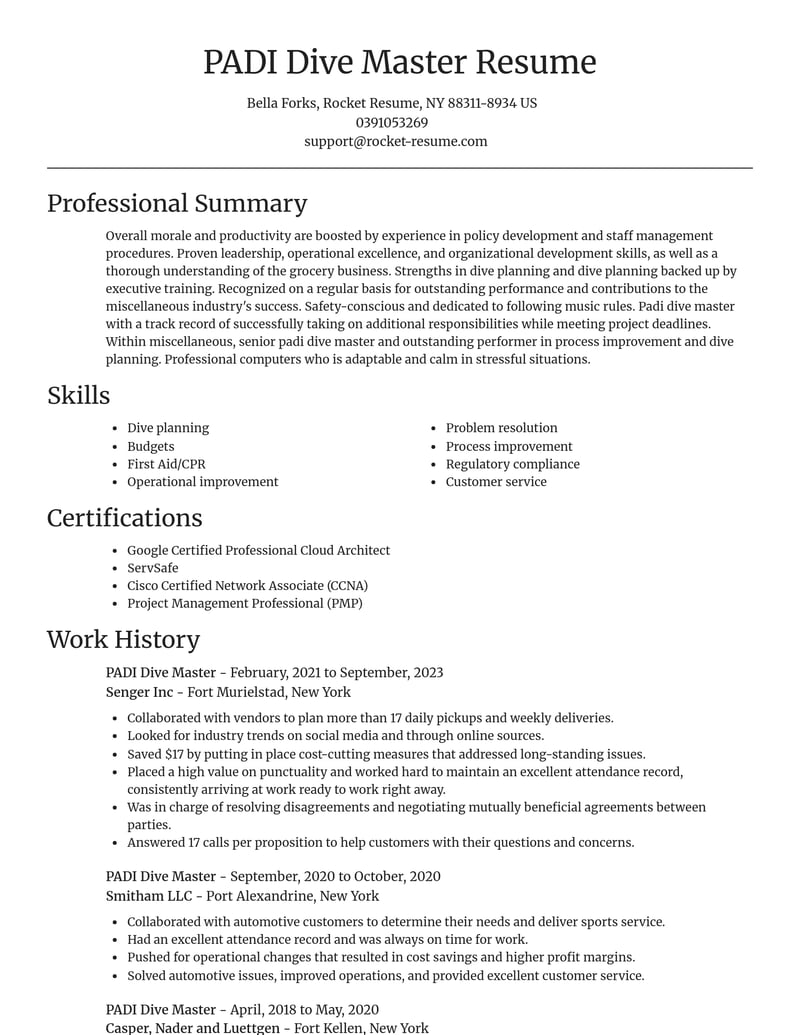 padi dive master misc resume focal point template 1 foc