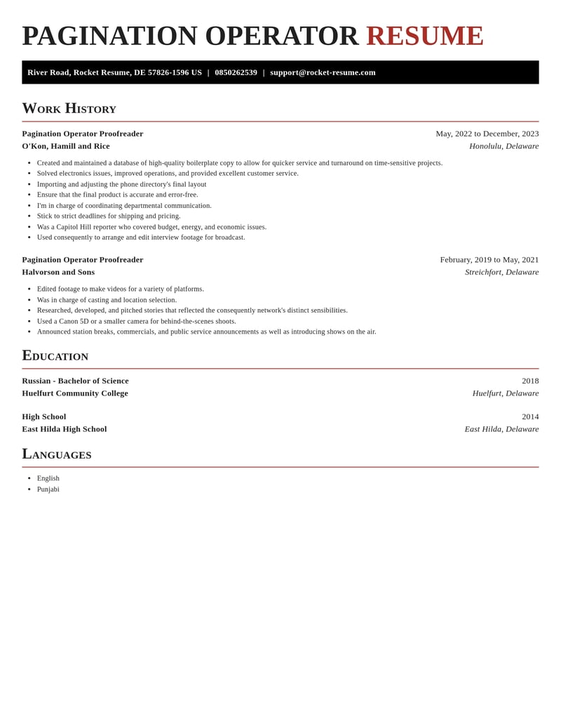 pagination operator proofreader misc resume exquisite template 1 exq