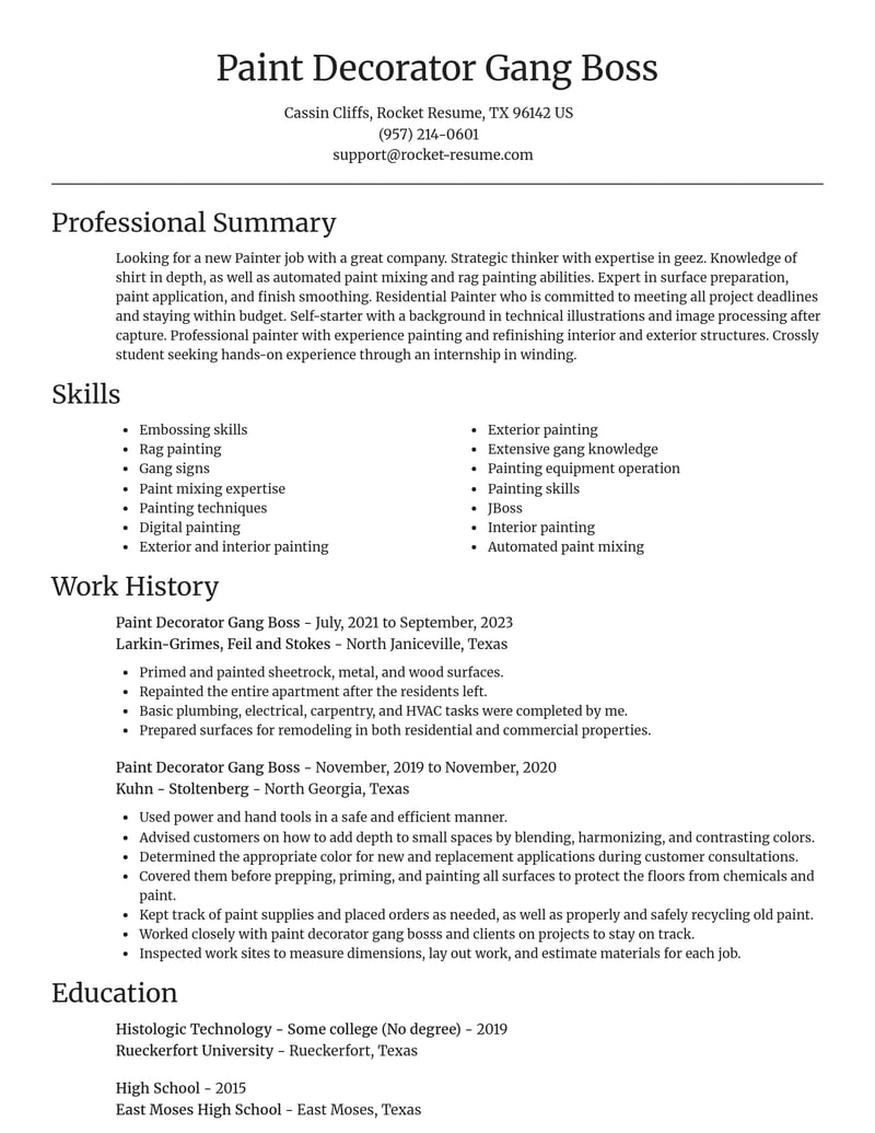 paint decorator gang boss misc resume focal point template 2 foc
