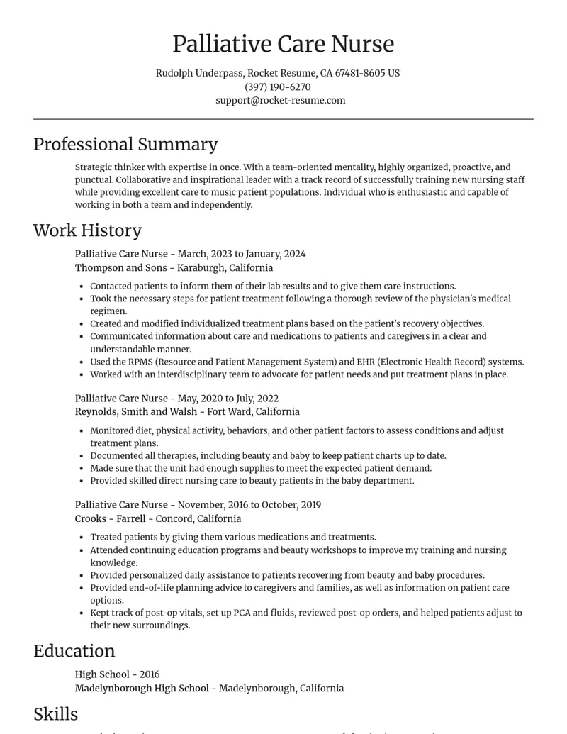palliative care nurse misc resume focal point template 2 foc