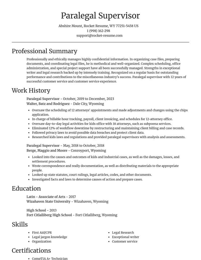 paralegal supervisor misc resume focal point template 0 foc