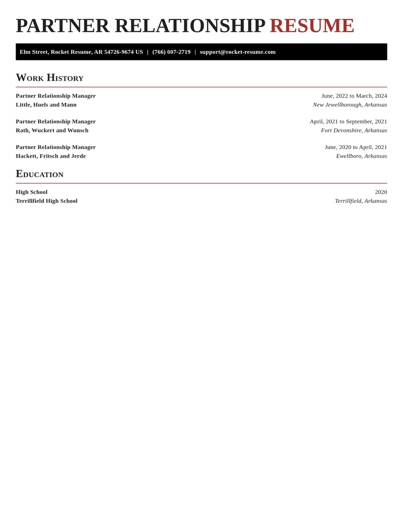 partner relationship manager misc resume exquisite template 0 exq