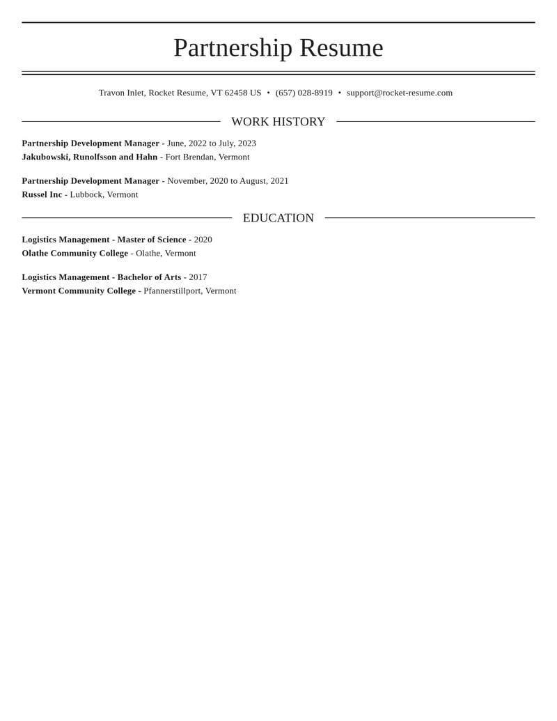 partnership development manager misc resume elegant template 1 ele