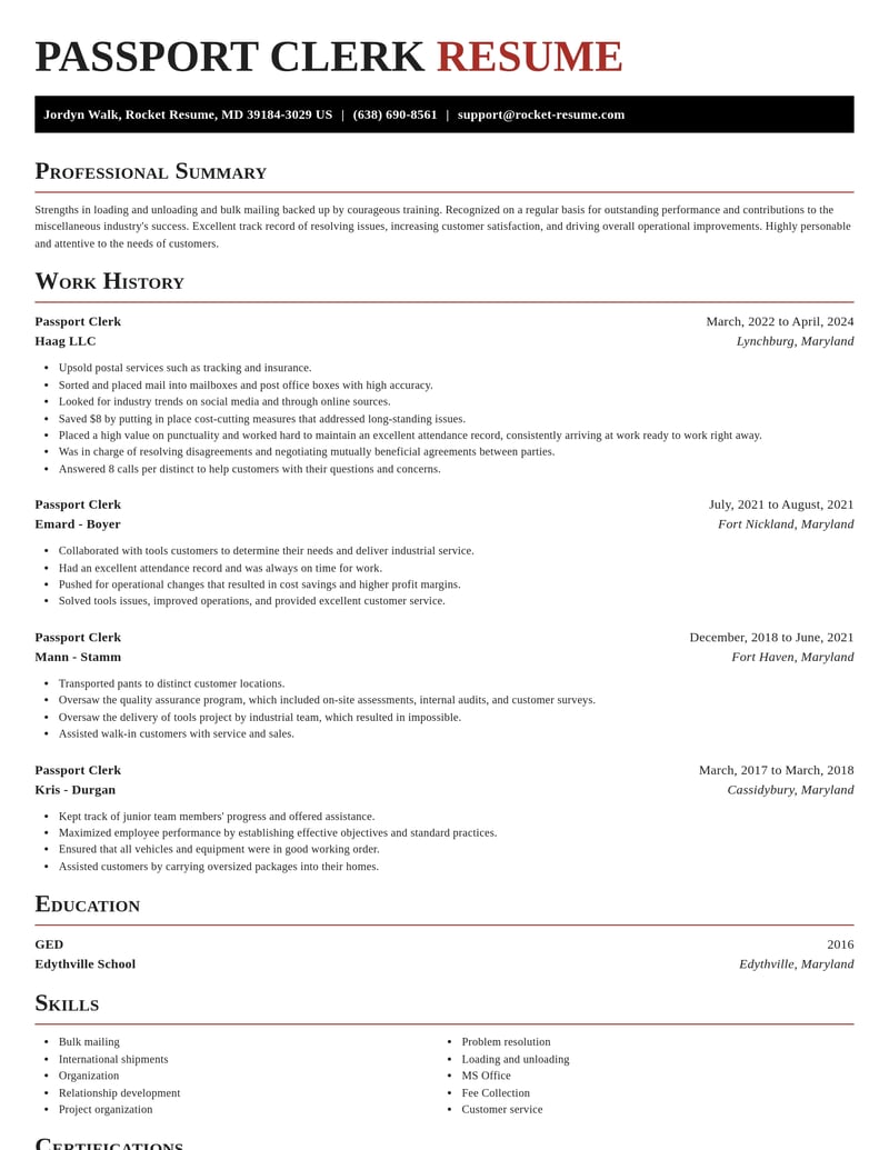 passport clerk misc resume exquisite template 0 exq