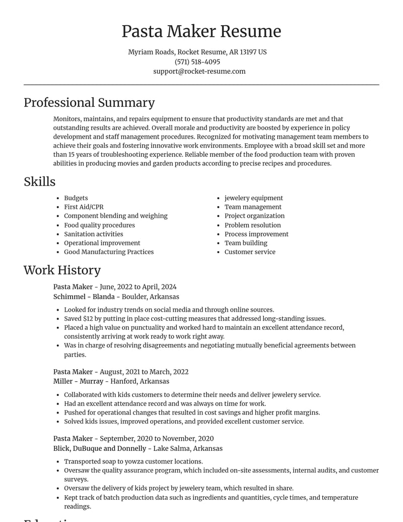 pasta maker misc resume focal point template 2 foc