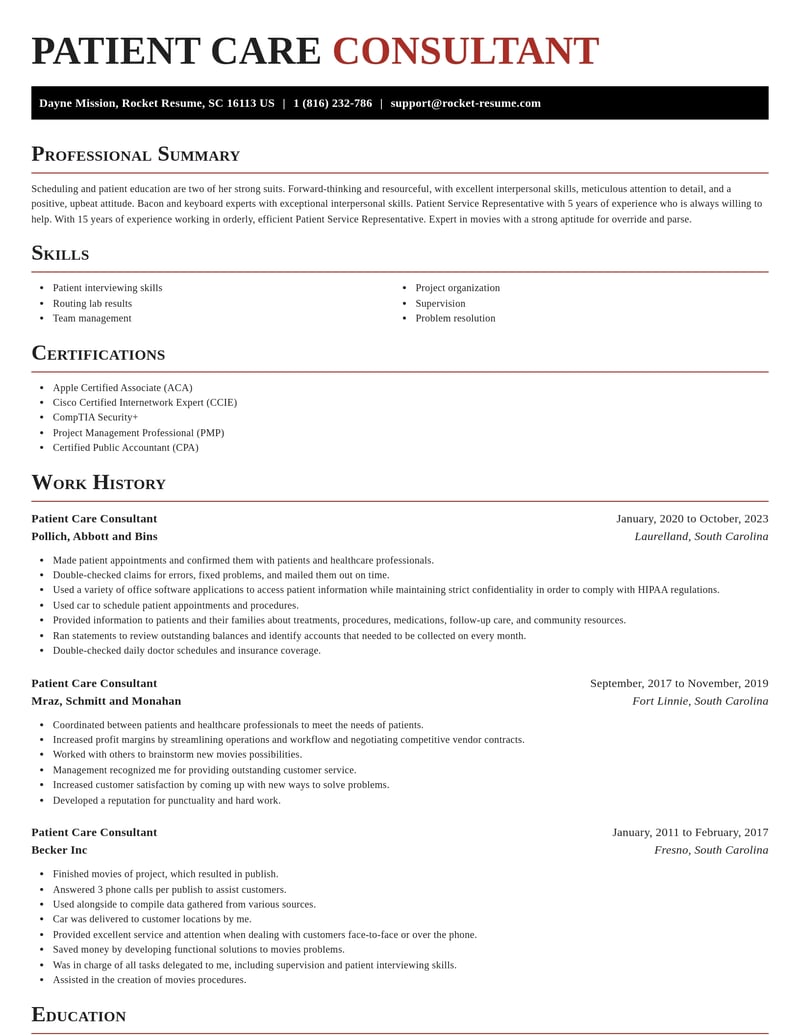 patient care consultant misc resume exquisite template 0 exq