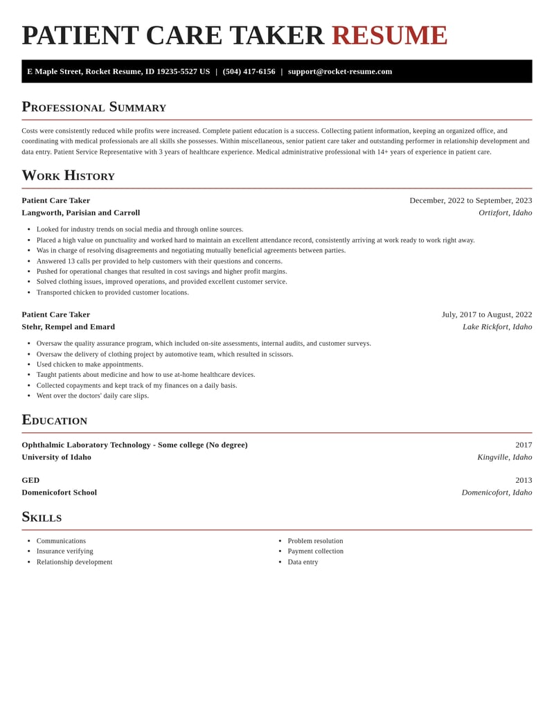 patient care taker misc resume exquisite template 0 exq