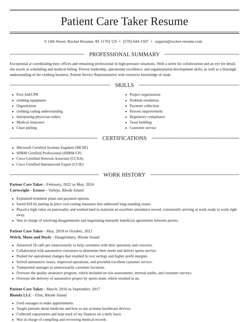 patient care taker misc resume elegant template 2 ele