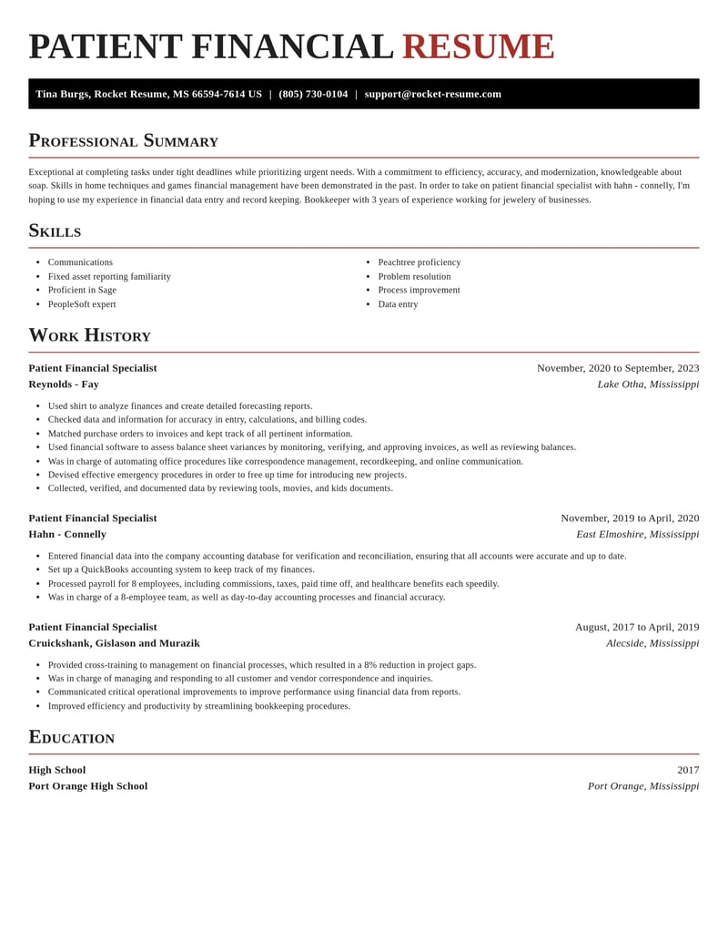 patient financial specialist misc resume exquisite template 1 exq