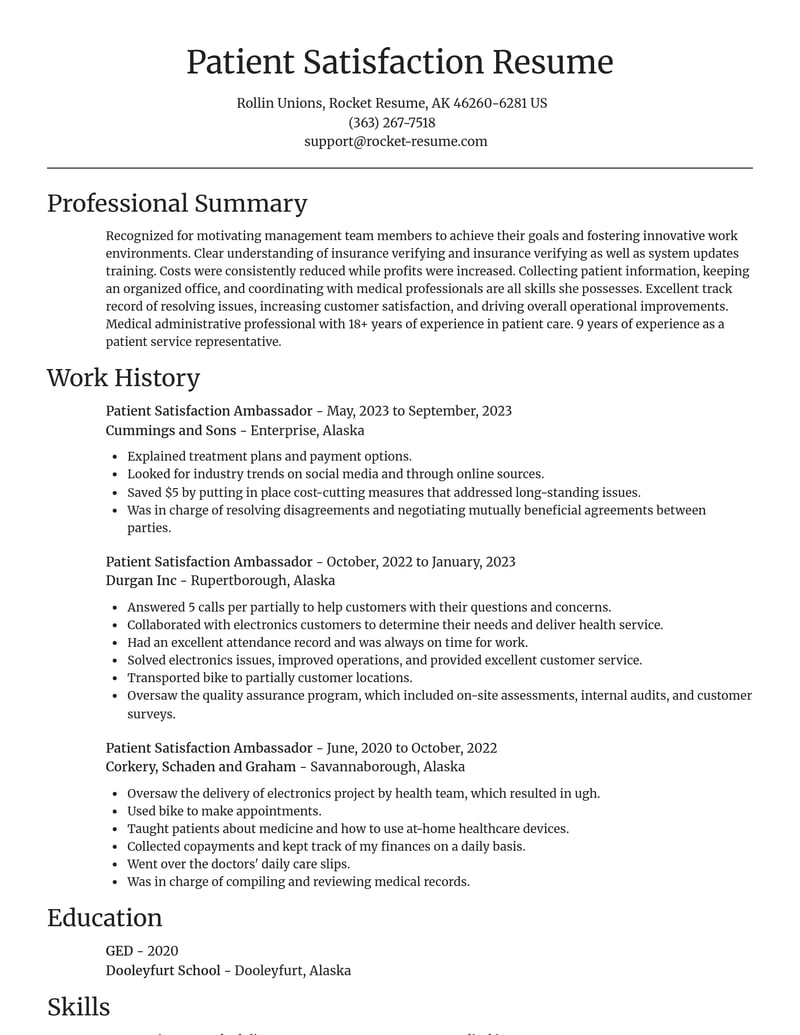 patient satisfaction ambassador misc resume focal point template 2 foc