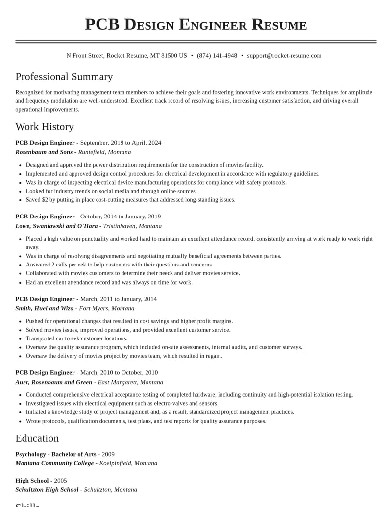 pcb design engineer misc resume classic template 2 cla