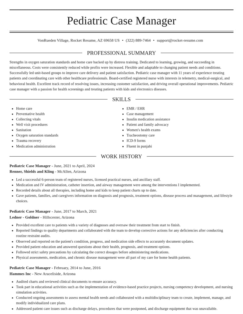 pediatric case manager misc resume elegant template 0 ele