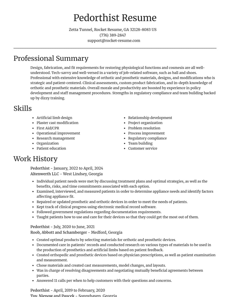 pedorthist misc resume focal point template 0 foc