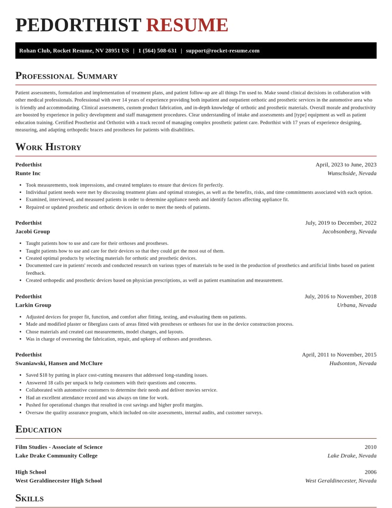 pedorthist misc resume exquisite template 2 exq