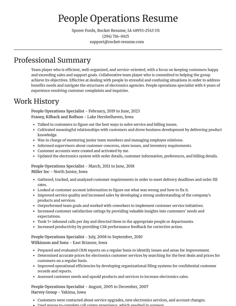 people operations specialist misc resume focal point template 0 foc