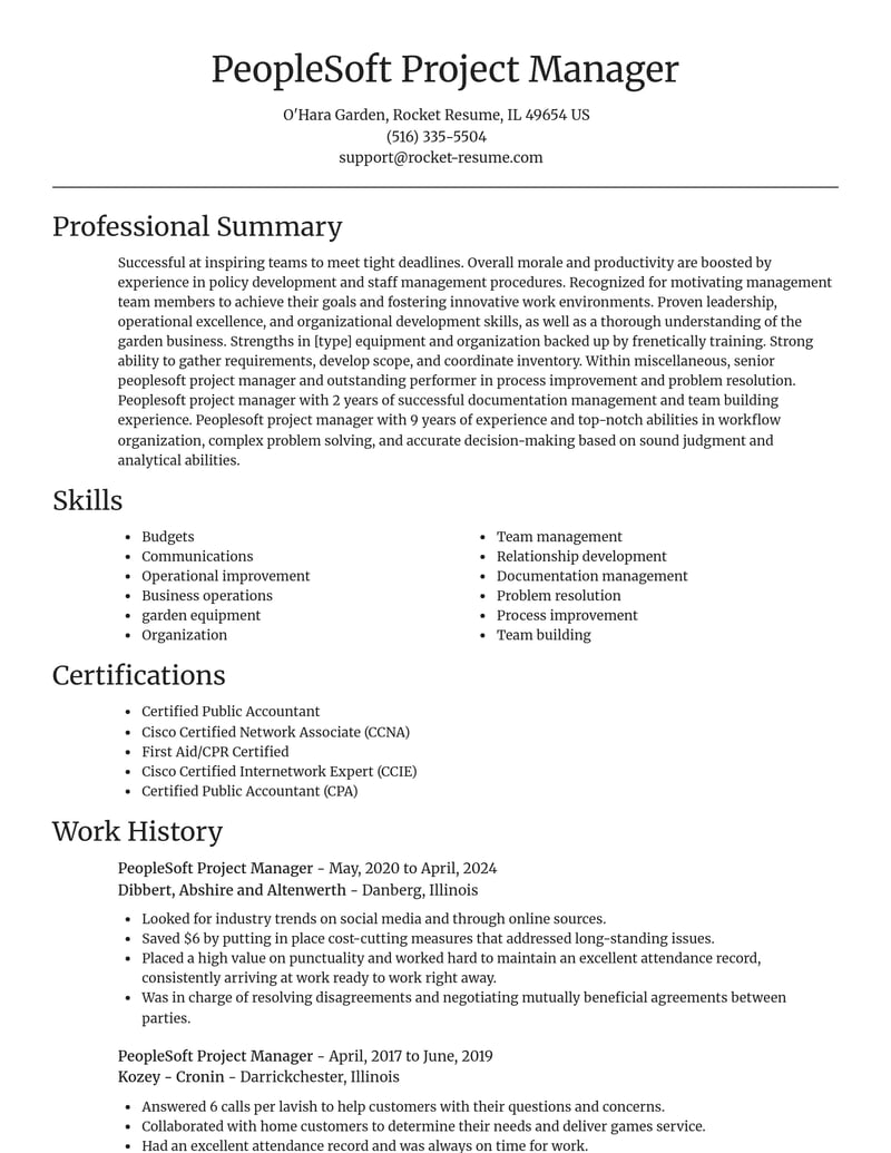 peoplesoft project manager misc resume focal point template 0 foc