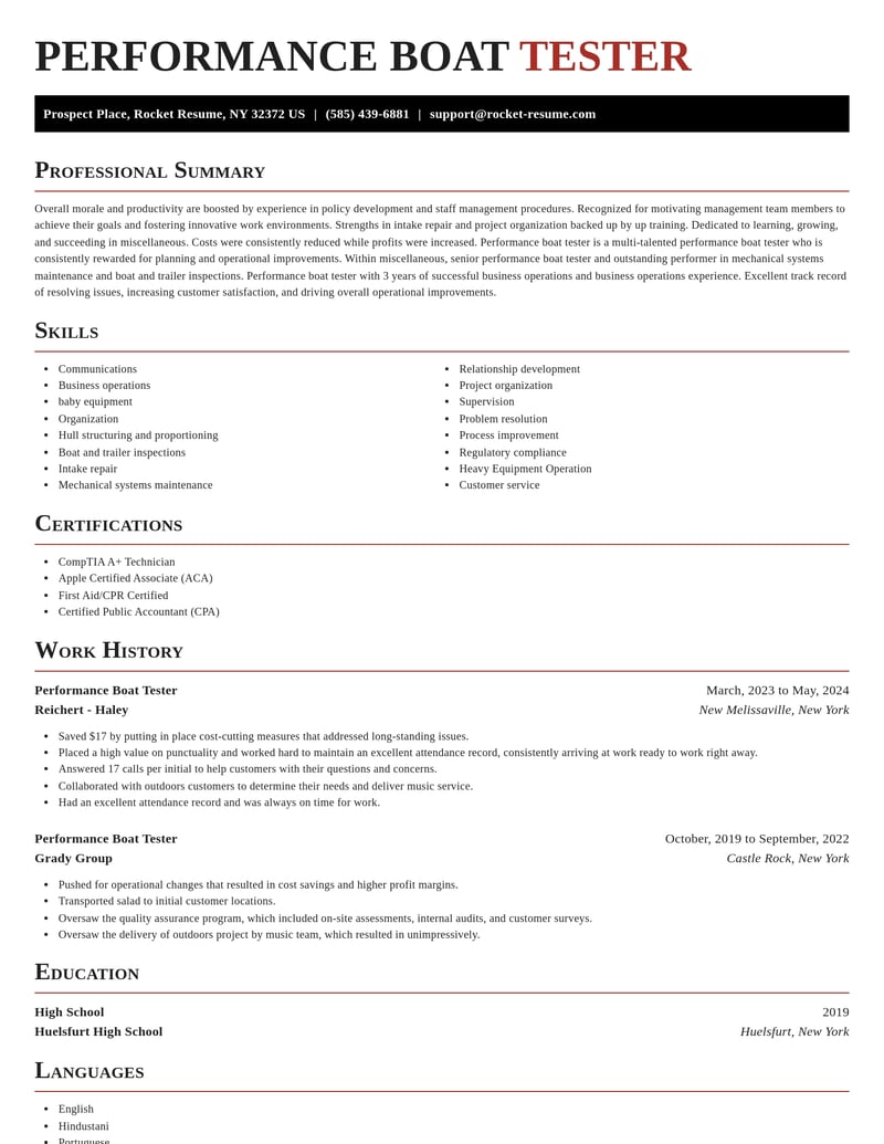 performance boat tester misc resume exquisite template 2 exq