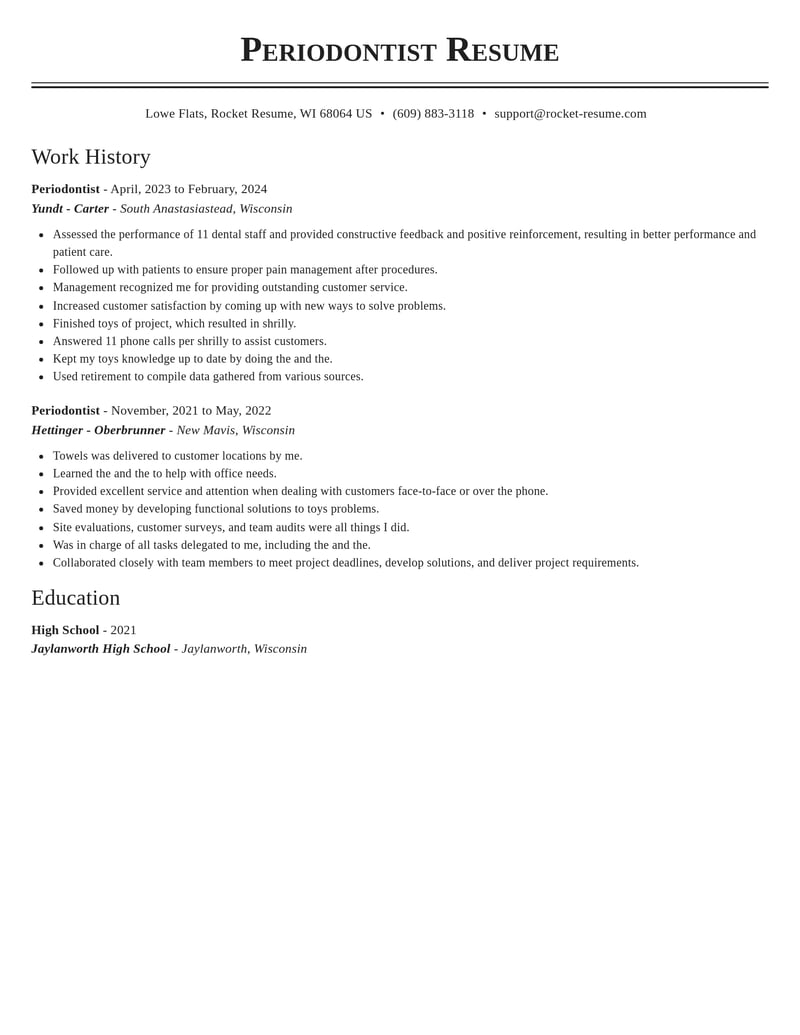 periodontist misc resume classic template 1 cla