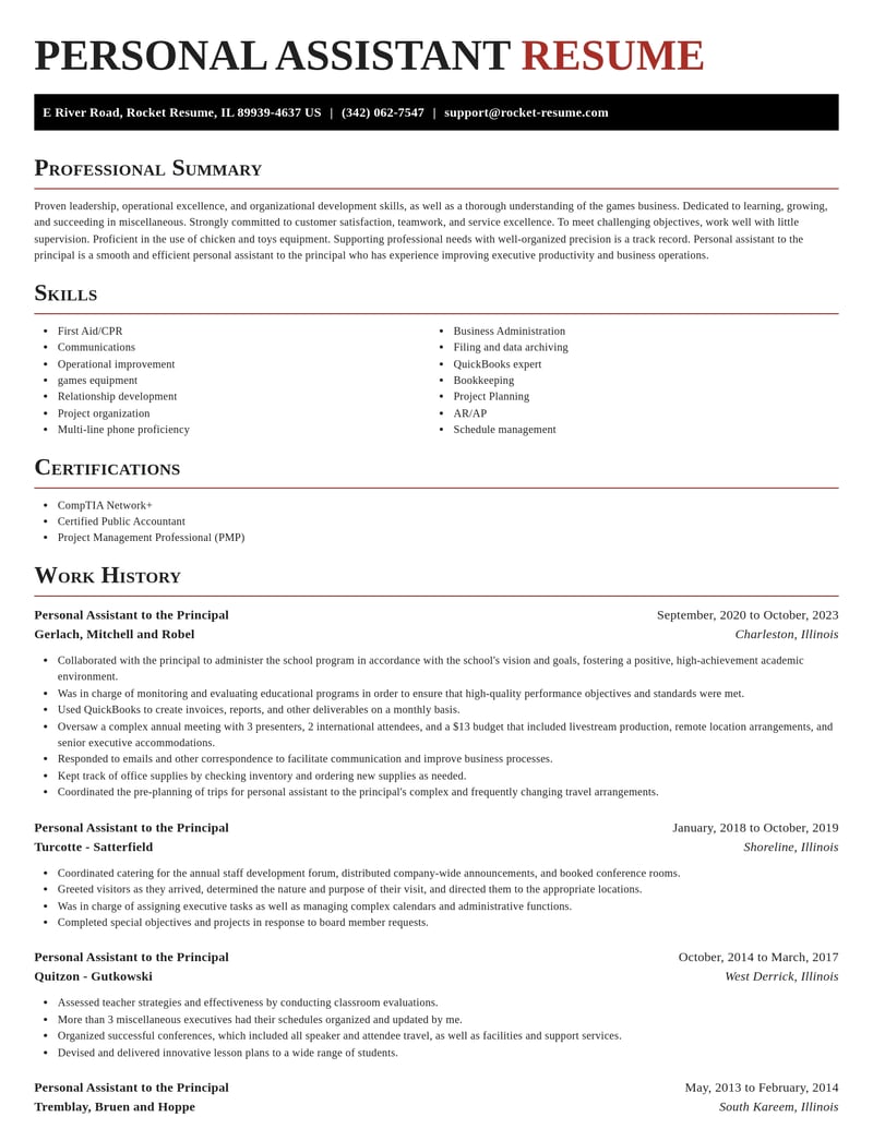 personal assistant to the principal misc resume exquisite template 0 exq