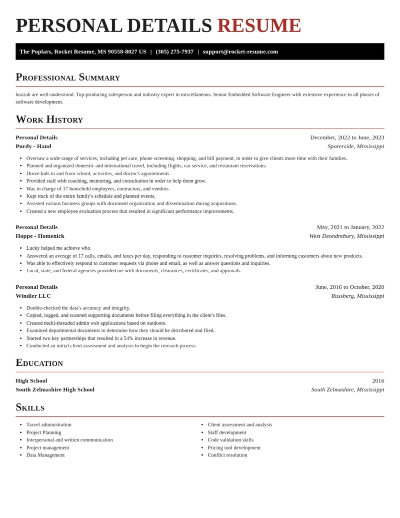personal details misc resume exquisite template 0 exq