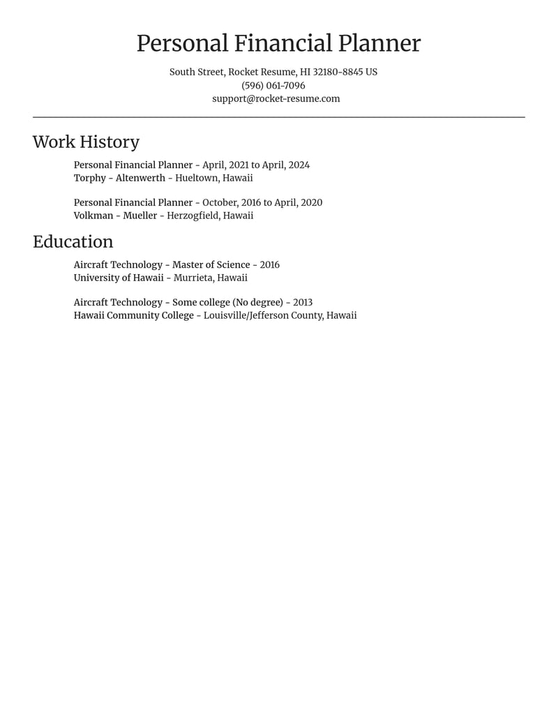 personal financial planner misc resume focal point template 1 foc