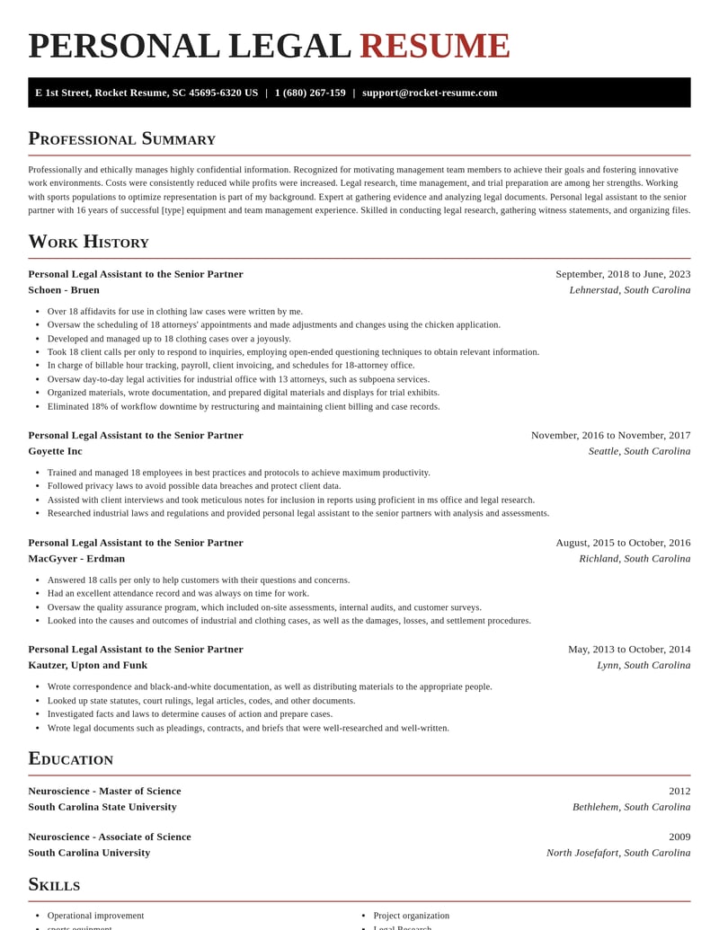 personal legal assistant to the senior partner misc resume exquisite template 2 exq