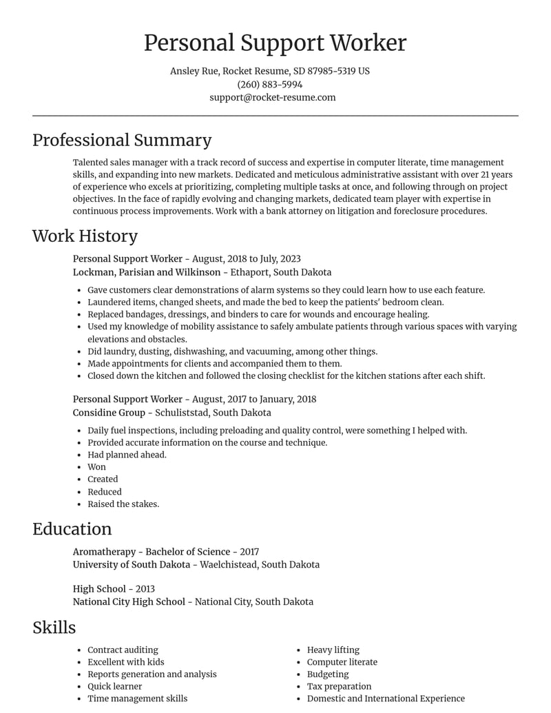 personal support worker misc resume focal point template 1 foc