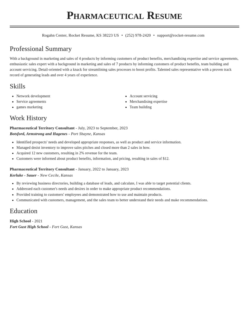 pharmaceutical territory consultant misc resume classic template 1 cla