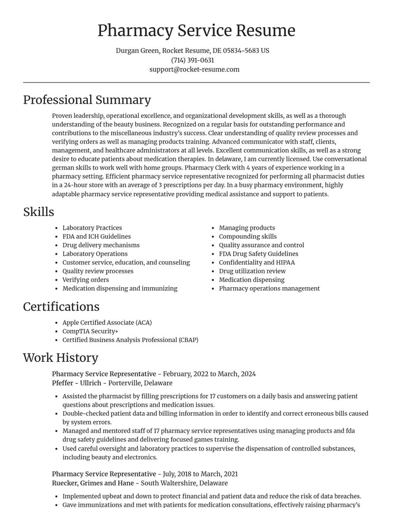 pharmacy service representative misc resume focal point template 2 foc