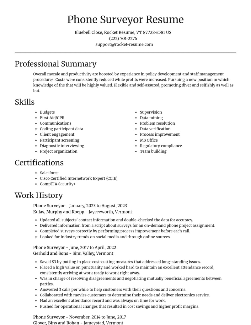 phone surveyor misc resume focal point template 0 foc