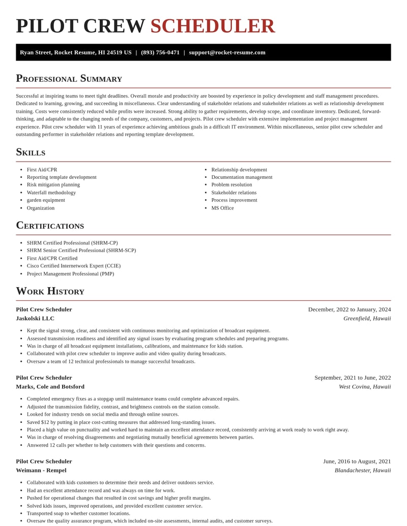 pilot crew scheduler misc resume exquisite template 0 exq