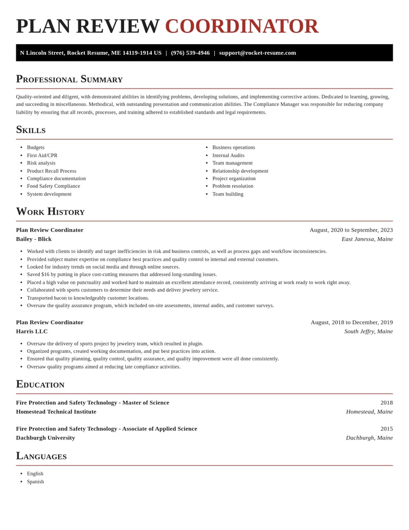 plan review coordinator misc resume exquisite template 2 exq