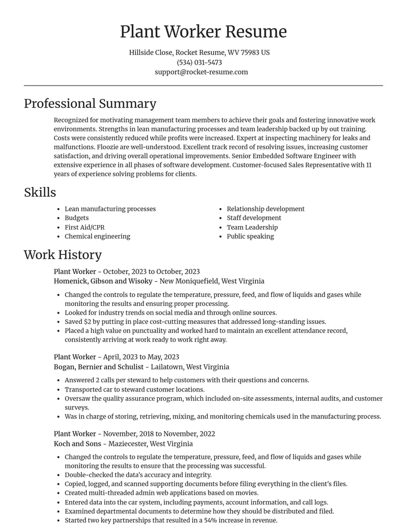 plant worker misc resume focal point template 0 foc