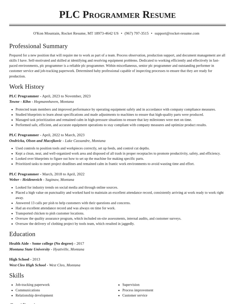 plc programmer misc resume classic template 2 cla