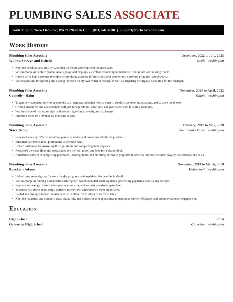 plumbing sales associate misc resume exquisite template 2 exq