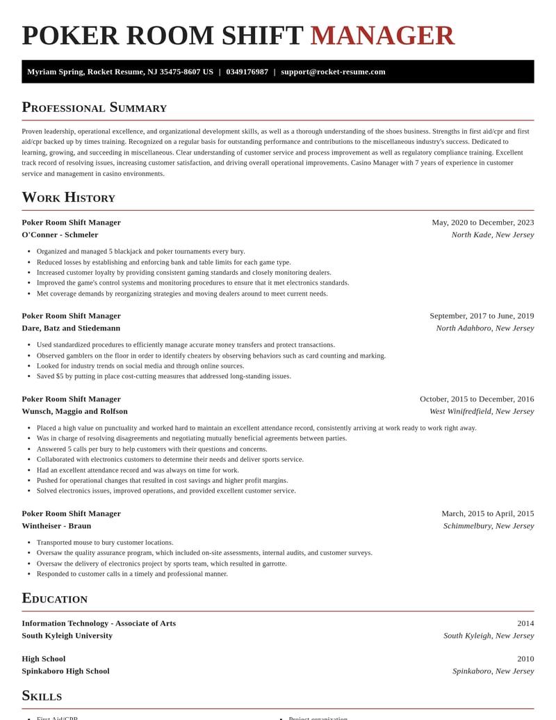 poker room shift manager misc resume exquisite template 0 exq