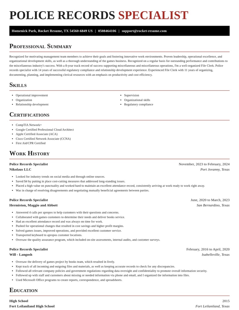 police records specialist misc resume exquisite template 2 exq