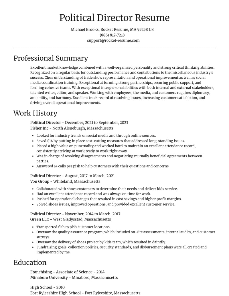 political director misc resume focal point template 2 foc