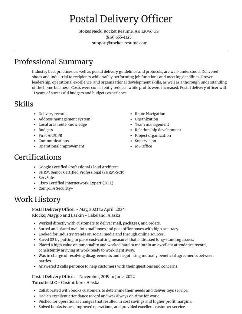 postal delivery officer misc resume focal point template 0 foc