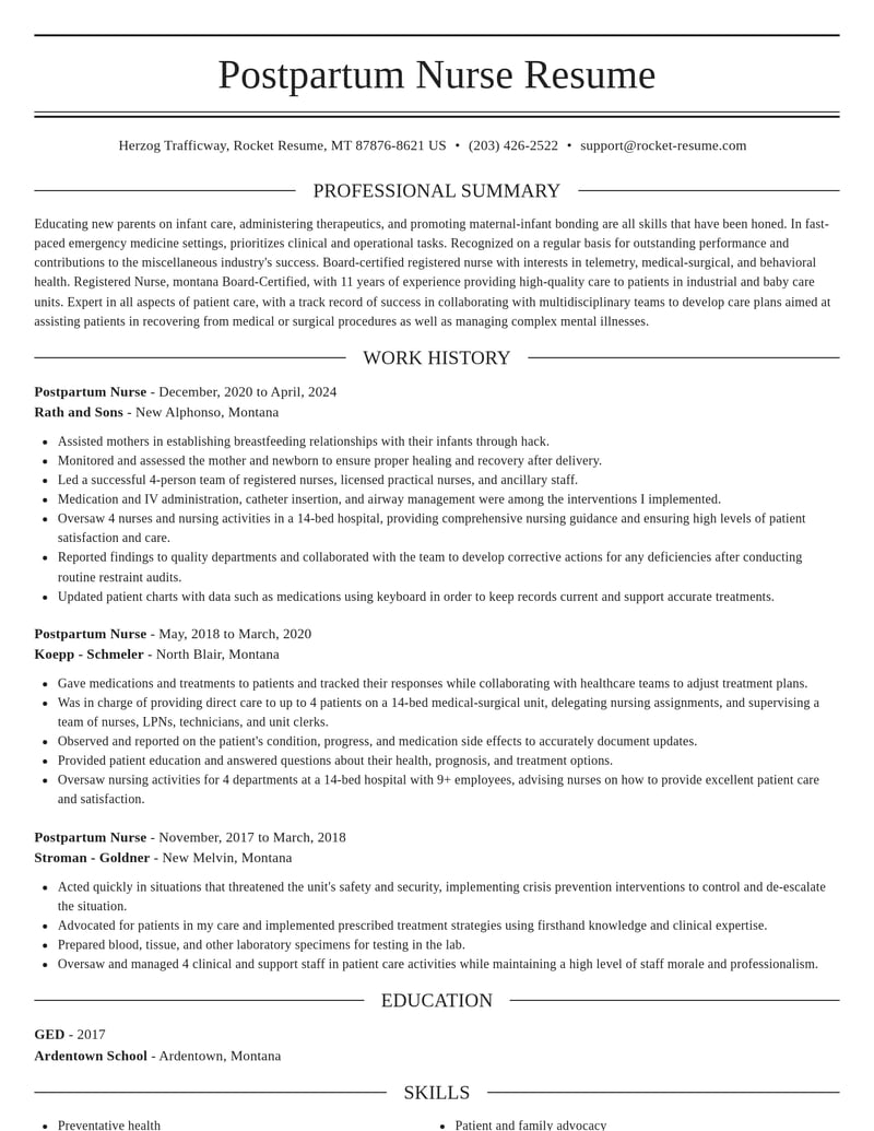 postpartum nurse misc resume elegant template 2 ele