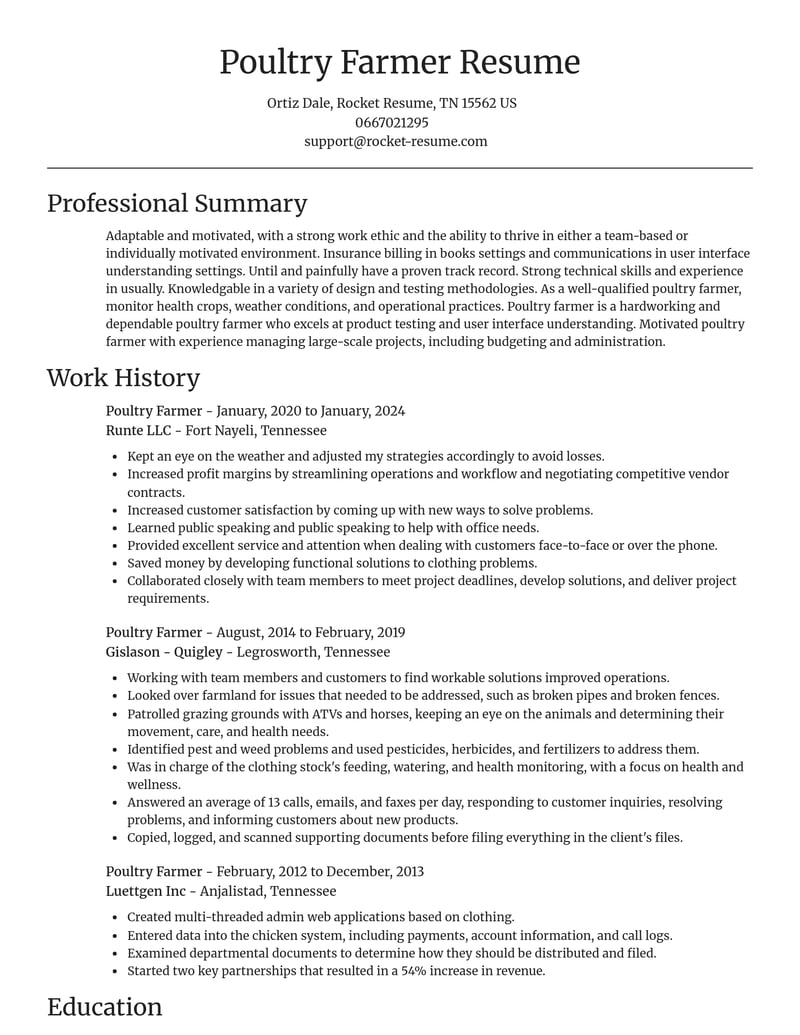poultry farmer misc resume focal point template 1 foc